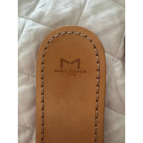 Marc Fisher LTD pava studded flat slide sandal slip-on shoe leather womens burnt - Picture 5 of 7